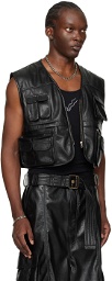 LU'U DAN Black V-Neck Faux-Leather Vest