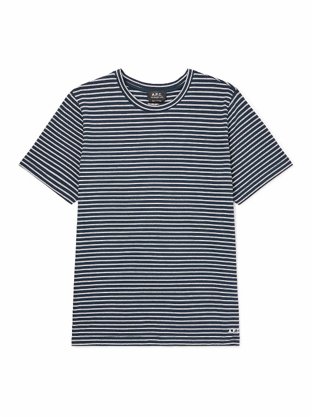 Photo: A.P.C. - Aymeric Striped Organic Cotton-Jersey T-Shirt - Blue