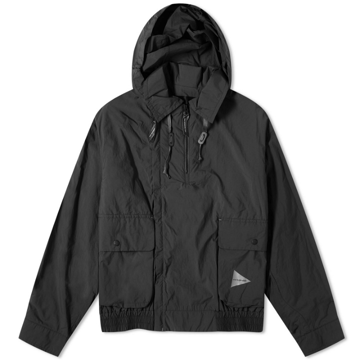 Photo: And Wander Men's Water Repellant Light Popover Jacket in Black