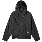 And Wander Men's Water Repellant Light Popover Jacket in Black