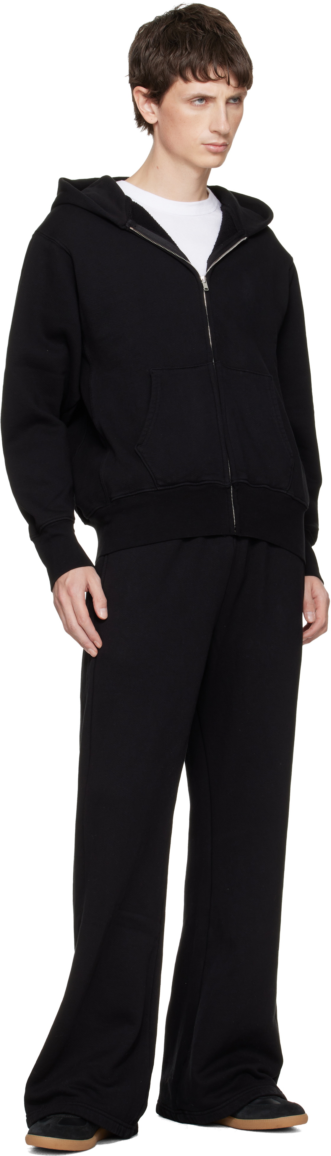 Les Tien Black Heavyweight Bell Bottom Sweatpants