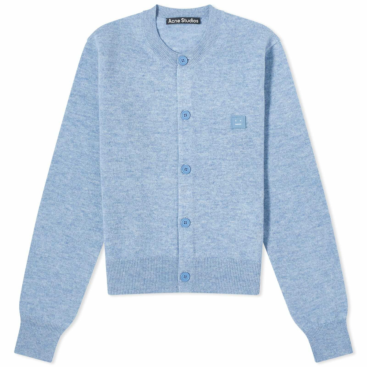 Acne Studios Women's Keva Face Cardigan in Steel Blue Melange Acne
