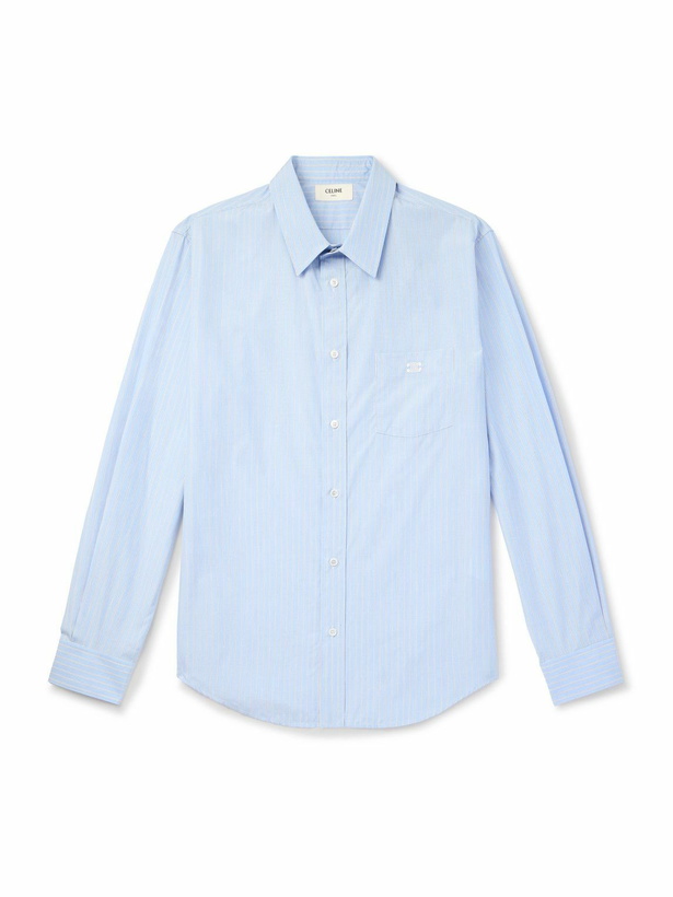 Photo: CELINE - Pinstriped Cotton-Poplin Shirt - Blue