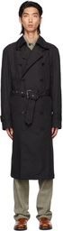 Dries Van Noten Black Cotton Trench Coat