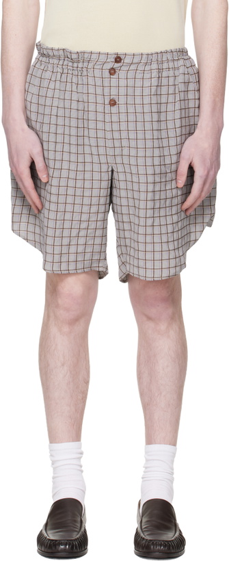 Photo: Hed Mayner Gray & Brown Checked Shorts