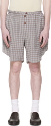 Hed Mayner Gray & Brown Checked Shorts