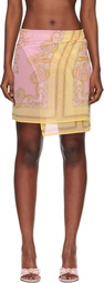 Versace Yellow & Pink Printed Foulard Cover-Up Skirt