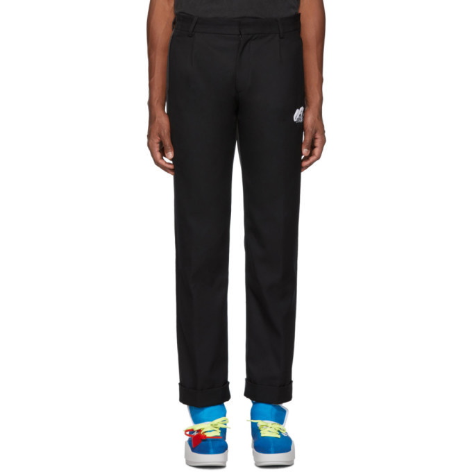 Photo: Off-White Grey and Black Reconstructed Chino Trousers