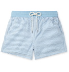 Atalaye - Miramar Short-Length Striped Cotton-Blend Swim Shorts - Blue