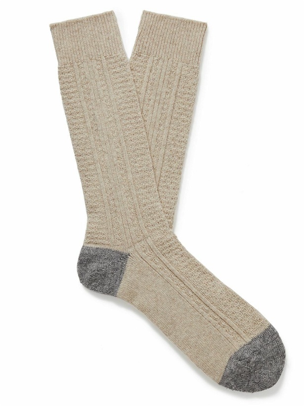Photo: Anonymous Ism - Two-Tone Wool-Blend Socks - Neutrals