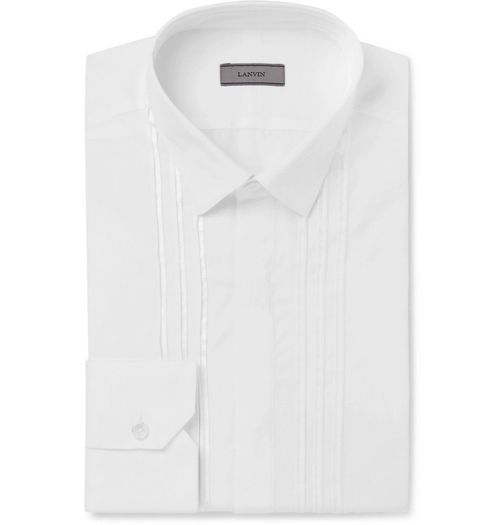 Photo: Lanvin - White Slim-Fit Bib-Front Cotton-Poplin Tuxedo Shirt - Men - White