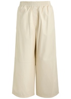 Arma Elizabeth Wide-leg Leather Trousers Ecru