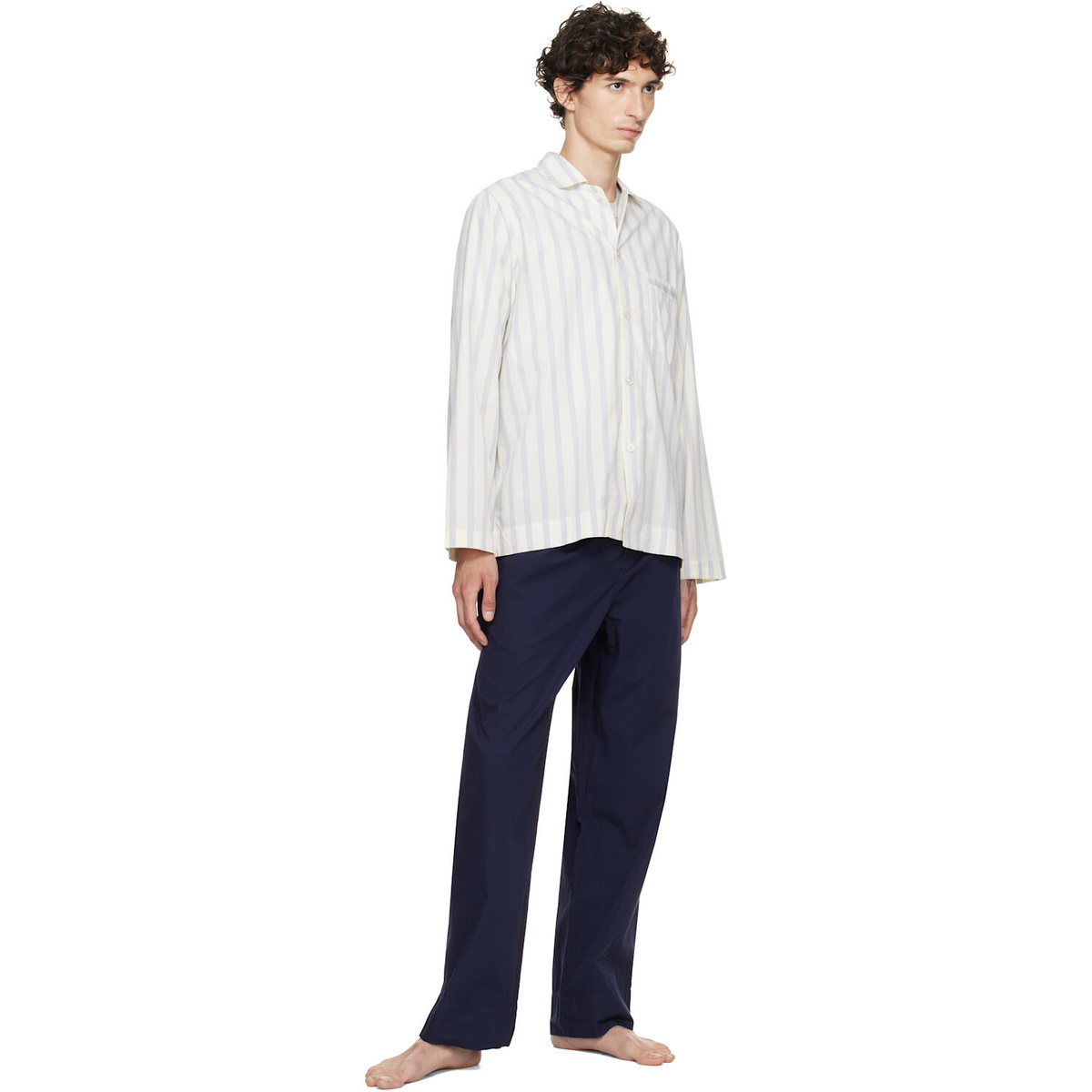 Tekla Navy Poplin Pyjama Pants