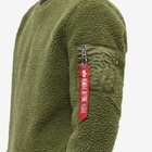 Alpha Industries Men's Teddy Fleece Crew Sweat in Sage Green