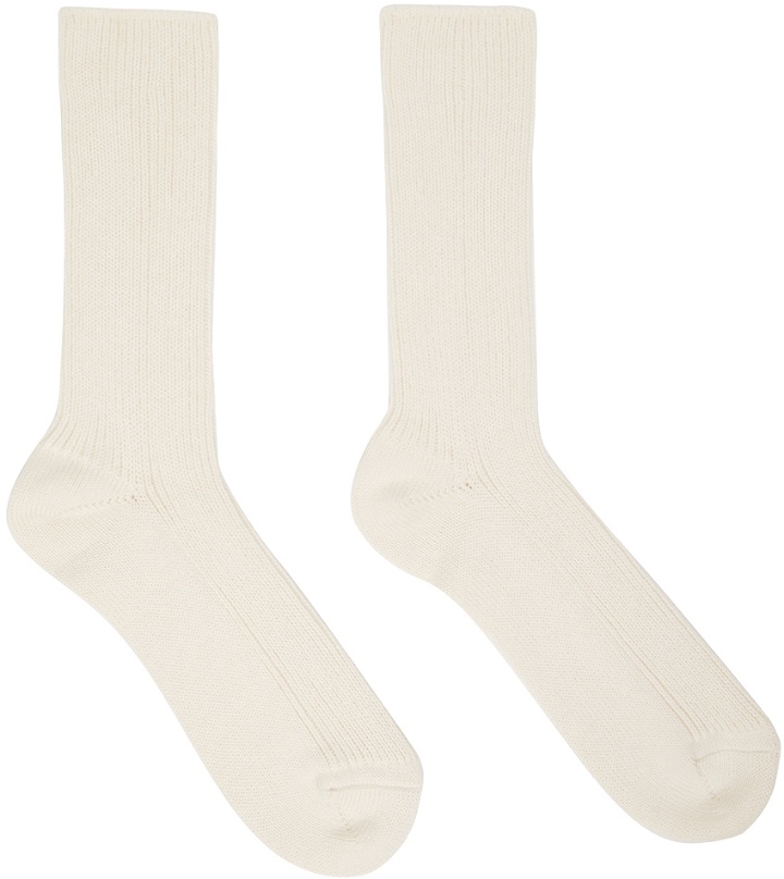 Photo: AURALEE Off-White Ribbed Socks