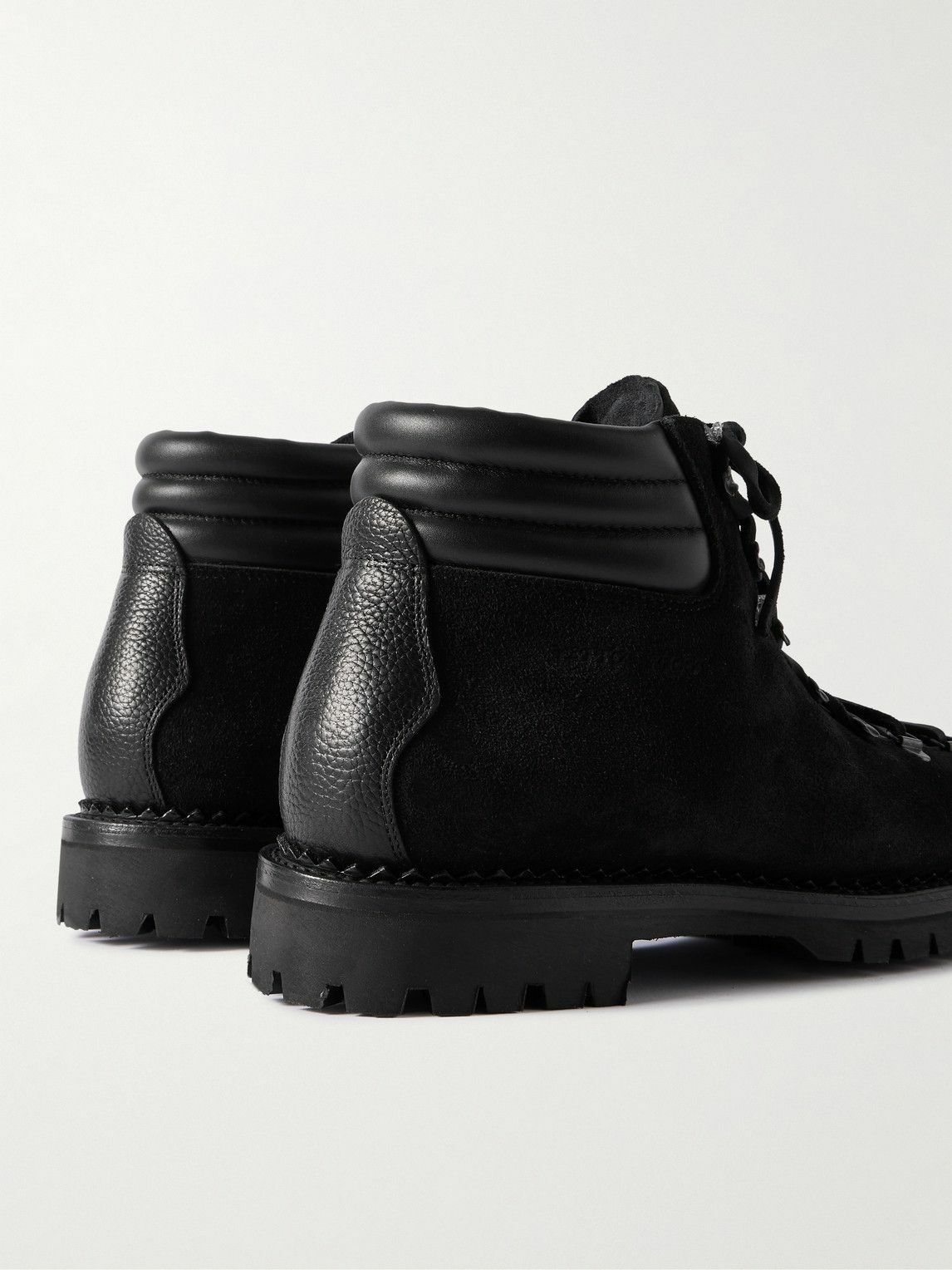 Yuketen - Leather-Trimmed Suede Boots - Black