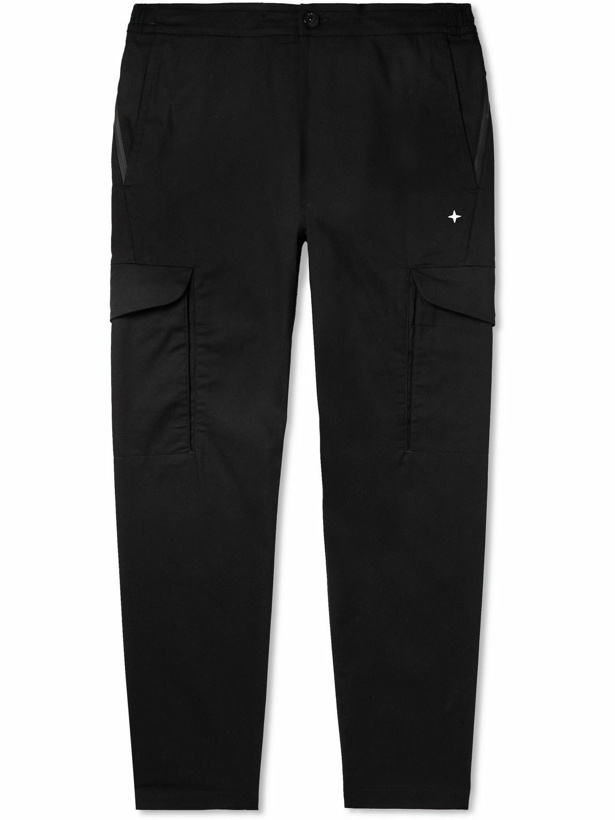 Photo: Stone Island - Straight-Leg Logo-Embroidered Cotton-Blend Cargo Trousers - Black