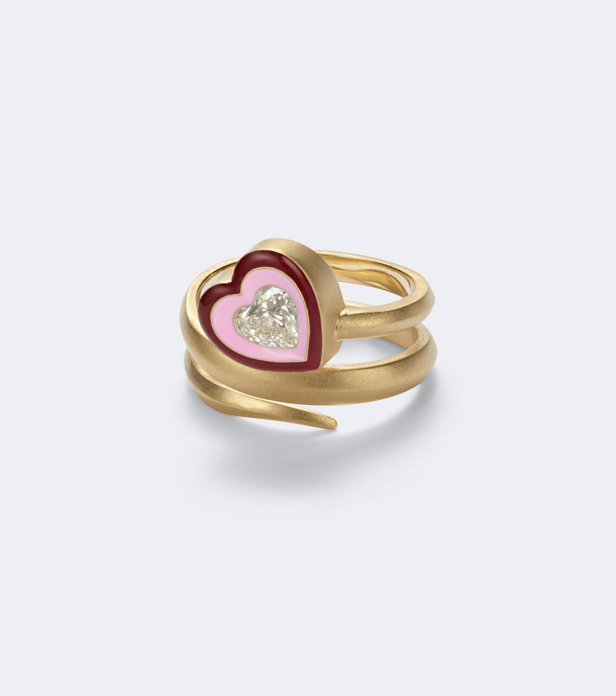 Kamyen Love Loop 18kt gold and enamel ring with diamond