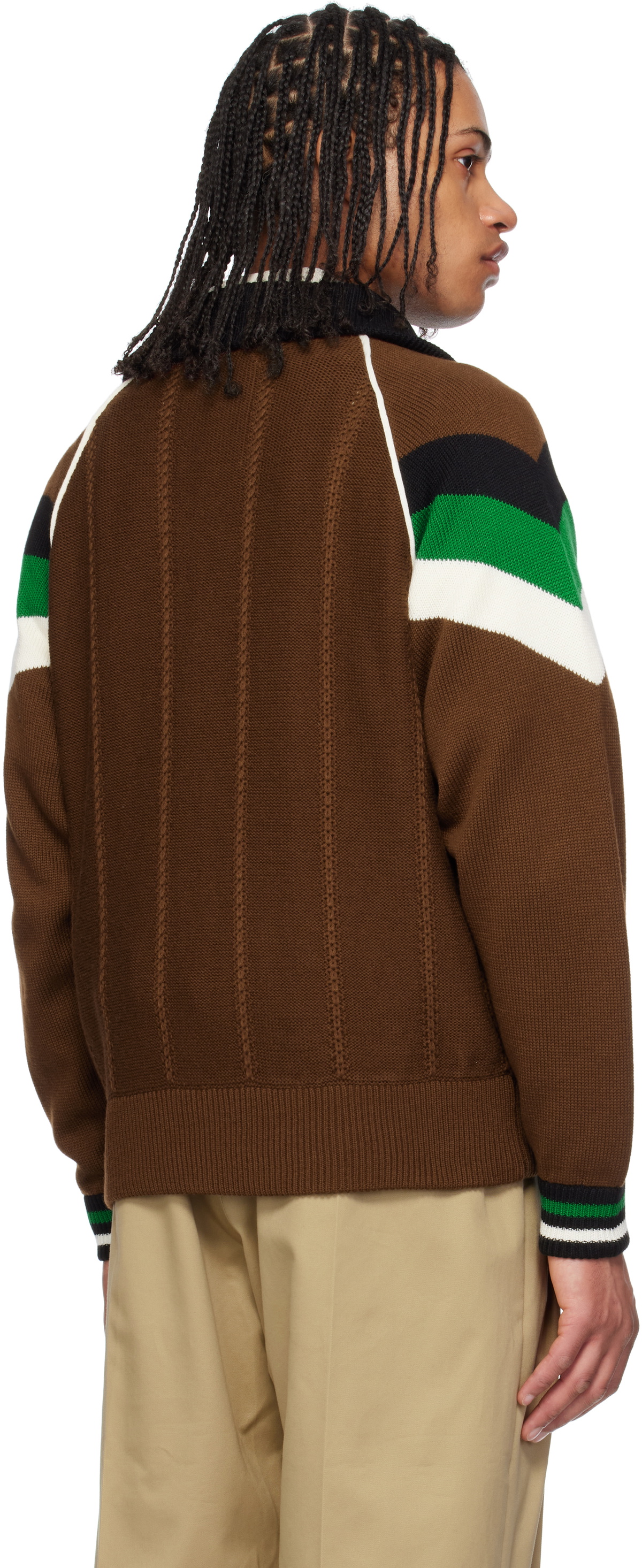 RICE NINE TEN Brown Knitting Track Jacket