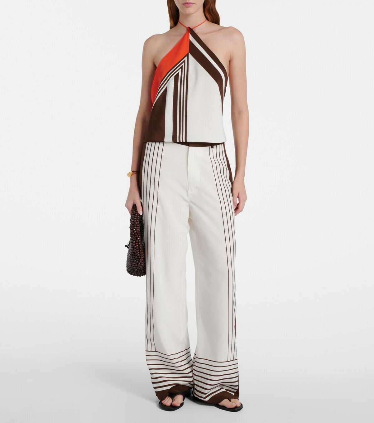 SIR Destino striped silk wide-leg pants