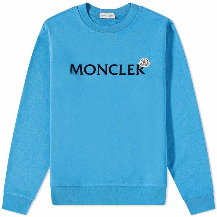 Photo: Moncler Men's Trademark Logo Crew Sweat in Blue