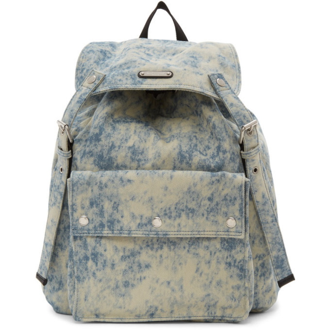 YVES SAINT LAURENT Denim Backpack Bag Gray