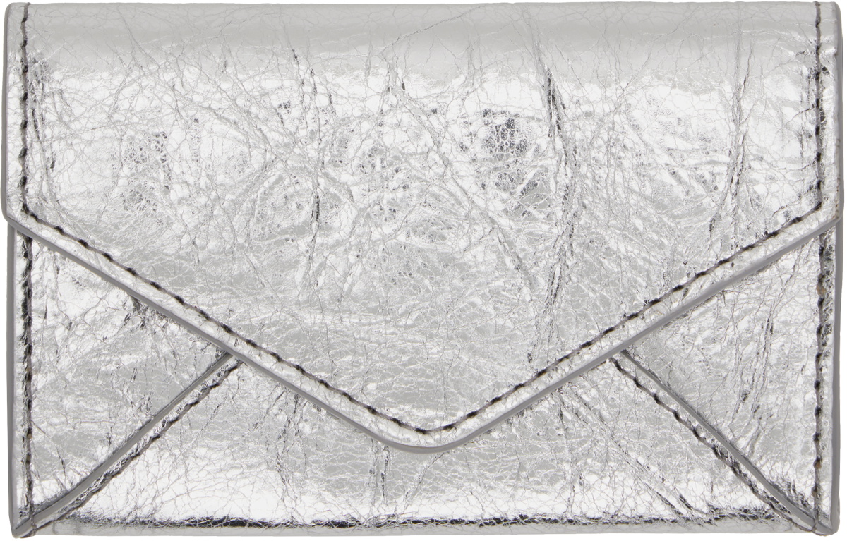 Dries Van Noten Silver Leather Envelope Card Holder