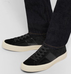TOM FORD - Cambridge Leather-Trimmed Velvet Sneakers - Men - Black