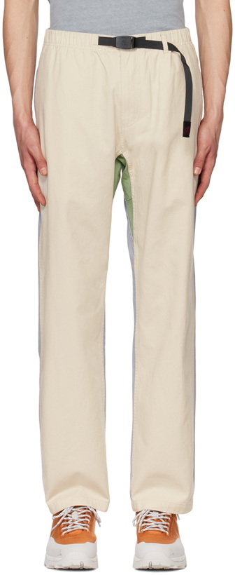 Photo: Gramicci Beige & Blue Relaxed-Fit Trousers