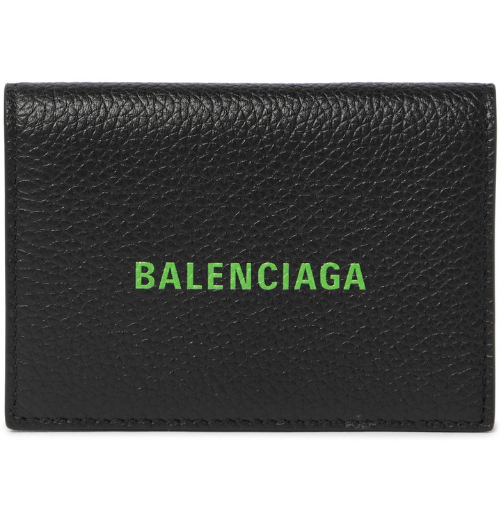 Photo: BALENCIAGA - Logo-Print Full-Grain Leather Billfold Wallet - Black