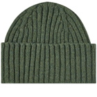 Drake's Men's Ribbed Knit Beanie in Green