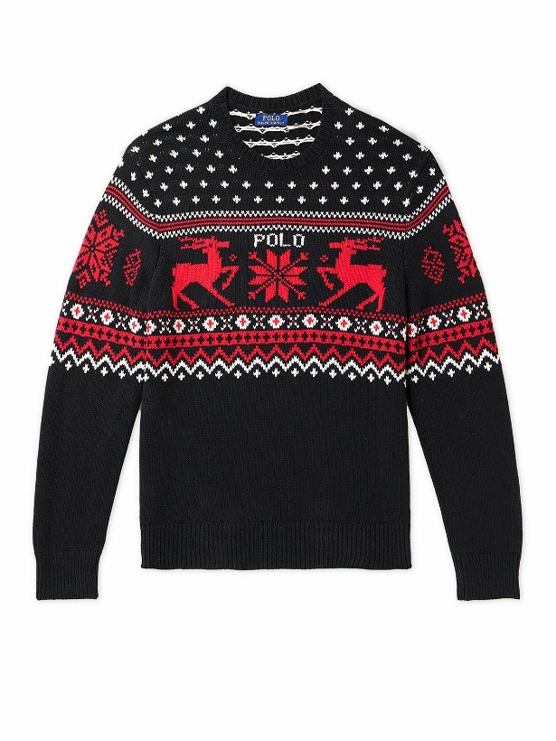 Photo: Polo Ralph Lauren - Fair Isle In Cotton and Cashmere-Blend Sweater - Black