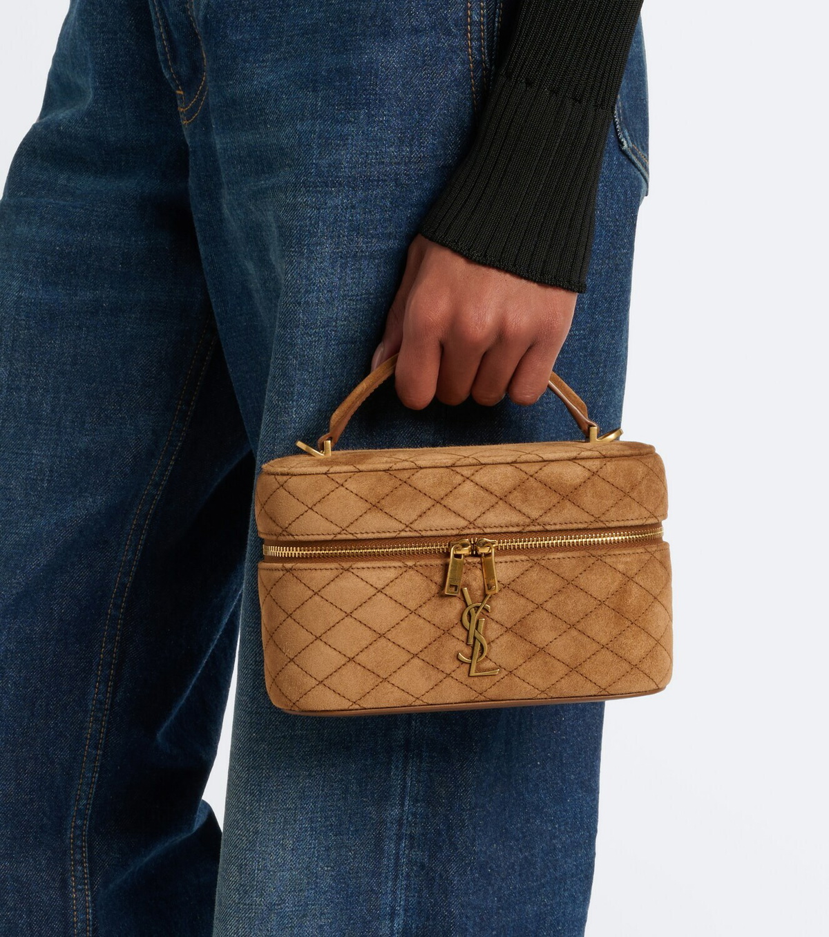 Saint Laurent Gaby Mini quilted suede vanity bag