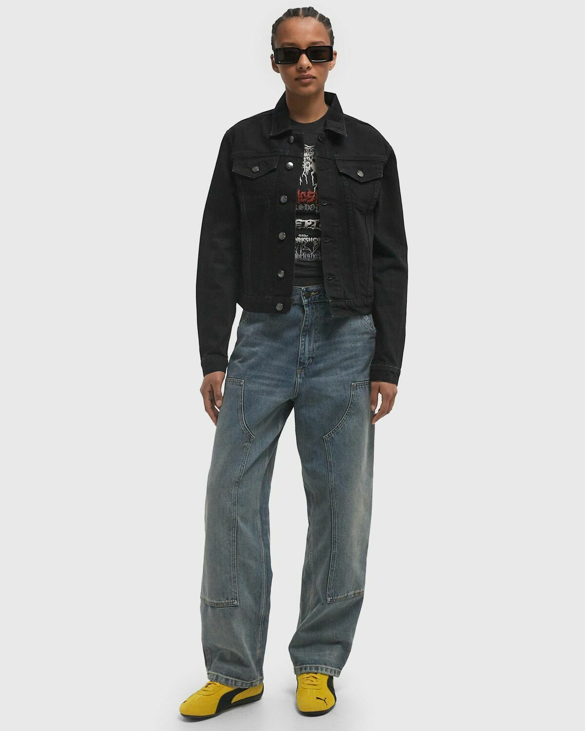 032c DOWN TO EARTH BOXY DENIM JACKET Black Women