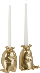L'OBJET Gold Haas King + Queen Candle Holders