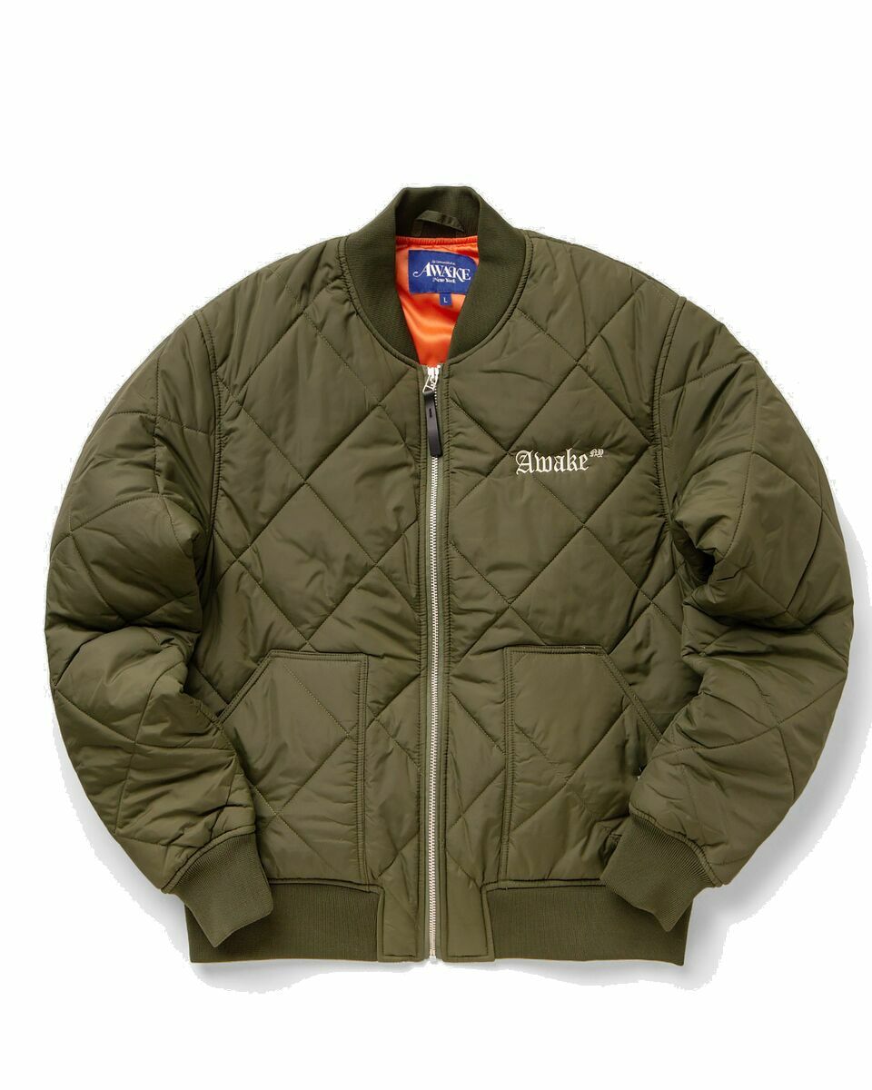 Photo: Awake Quilted Patch Bomber Jacket Green - Mens - Bomber Jackets
