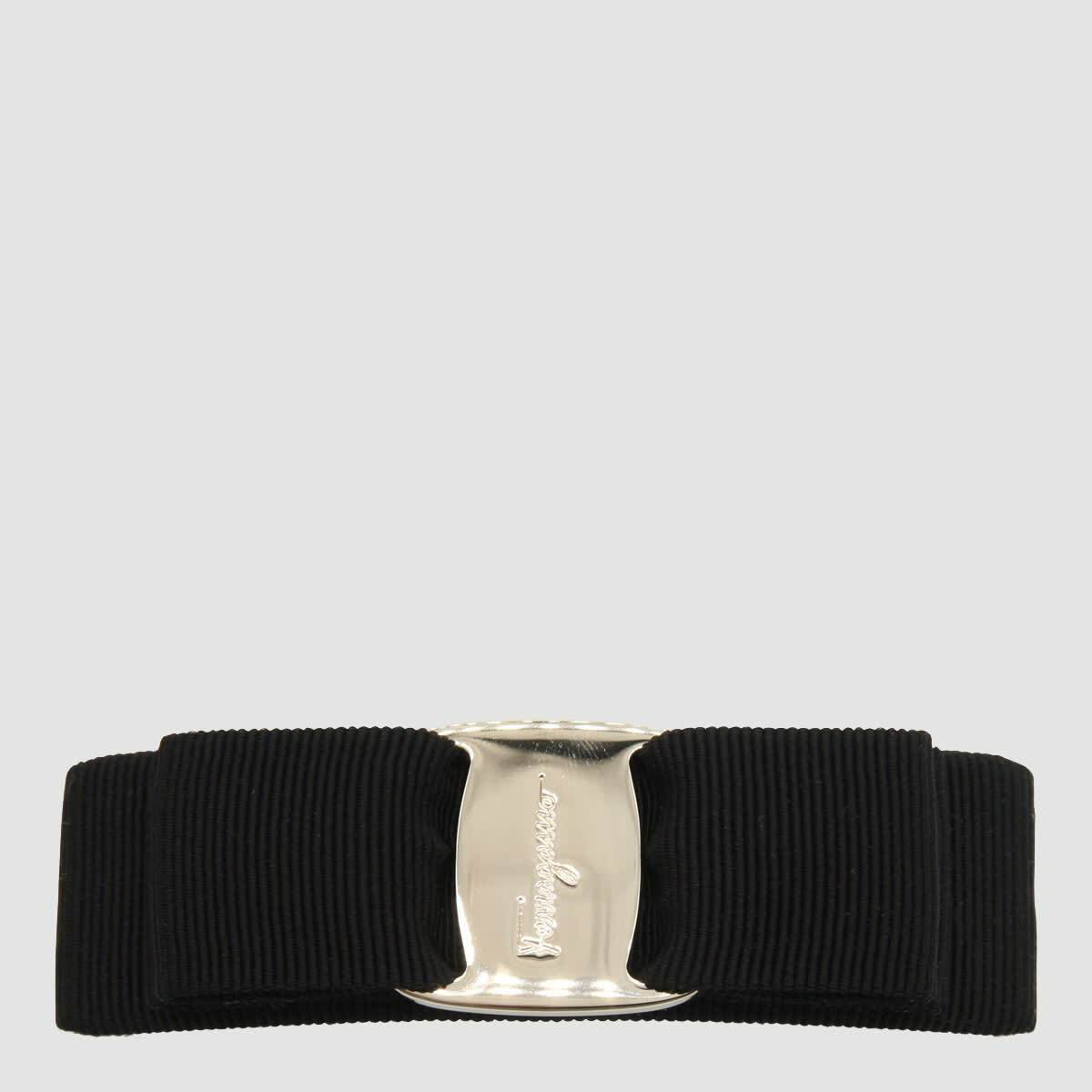 ヘアアクセサリー SALVATORE FERRAGAMO BLACK FABRIC VARA HAIR CLIP Ferragamo Black Cotton And Metal Vara Hair Salvatore Ferragamo