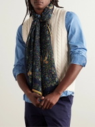 Drake's - Birds of Paradise Fringed Printed Wool and Silk-Blend Scarf