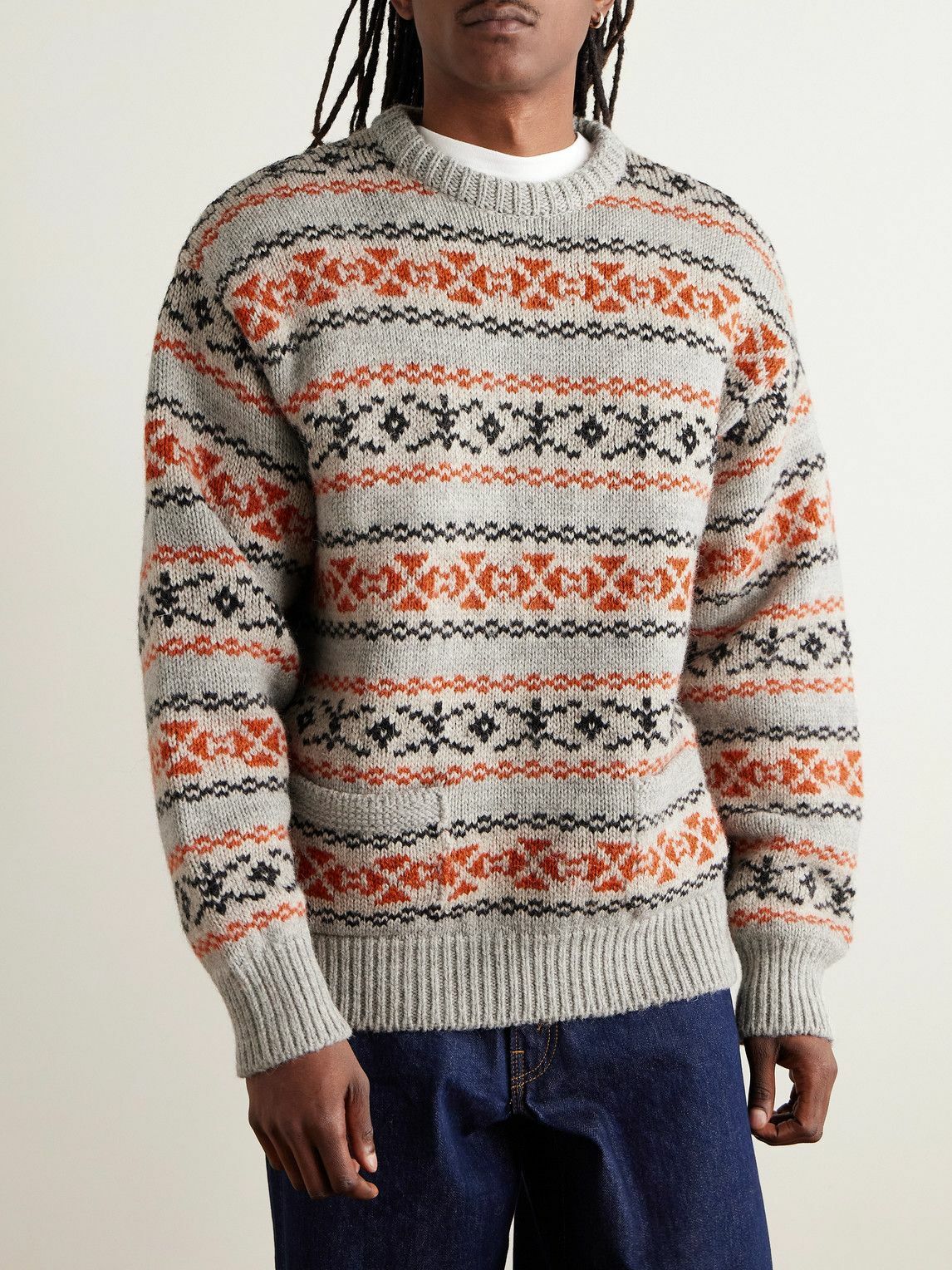 KAPITAL - Fair Isle Wool Sweater - Orange