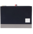 Thom Browne - Pebble-Grain Leather-Trimmed Cotton-Twill Pouch - Navy