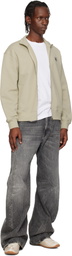 Maison Kitsuné Beige Fox Head Zipped Comfort Sweatshirt