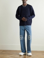 LOEWE - Logo-Debossed Wool-Blend Sweater - Blue