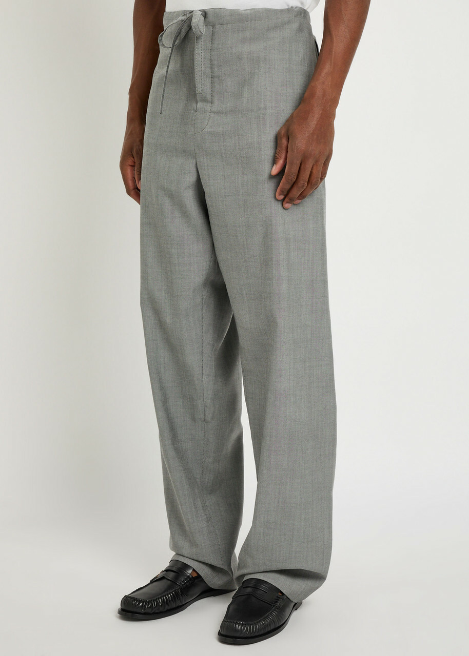 Calvin Klein Drawstring Straight-leg Wool Trousers Grey