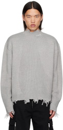 C2H4 Gray Distressed Sweater