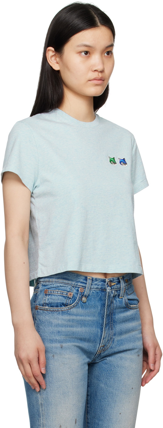 【MAISON KITSUNE】 DOUBLE FOX HEAD PATCH CROPPED T-SHIRT 