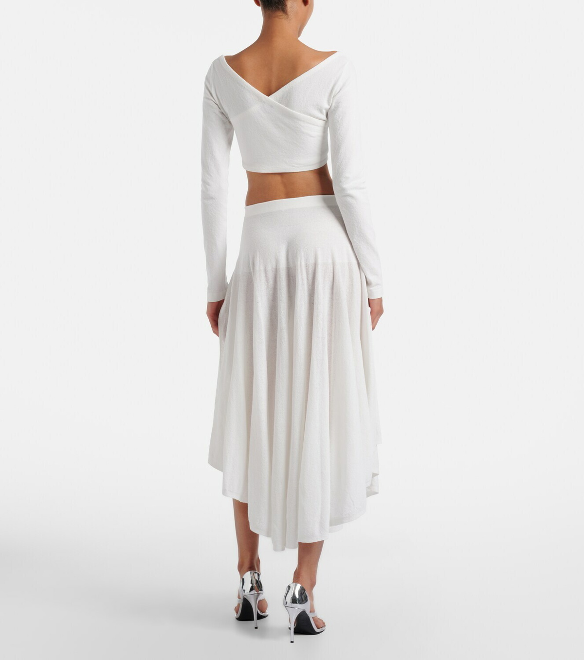 Alaïa Semi-sheer asymmetric cotton crêpe skirt