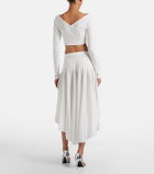 Alaïa Semi-sheer asymmetric cotton crêpe skirt