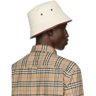 Burberry Beige and Red Canvas Logo Bucket Hat