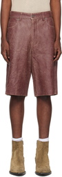 GUESS USA Burgundy Crackle Leather Shorts