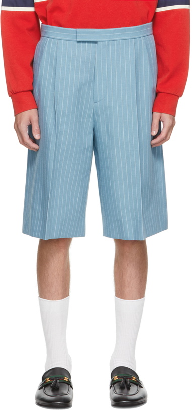 Photo: Gucci Blue Wool Pinstripe Shorts